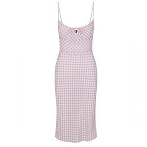 Realisation Par Elsa pink and white gingham silk midi dress